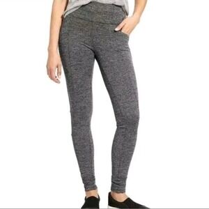 Athleta Womens Herringbone metro High Rise Leggings Black White Size‎ Medium